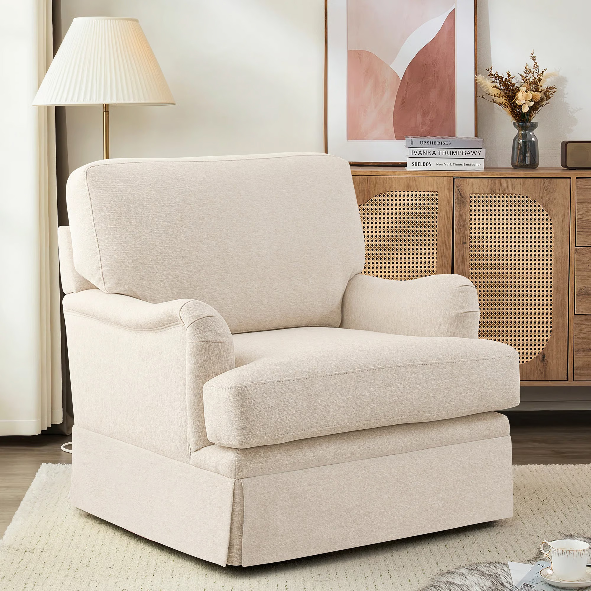 32.7'' Skirted Swivel Accent Arm Chair For Living Room, Bedroom | Wayfair North America