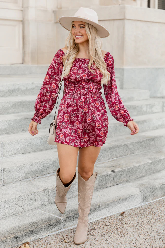 Dime A Dozen Paisley Satin Off The Shoulder Romper | Pink Lily