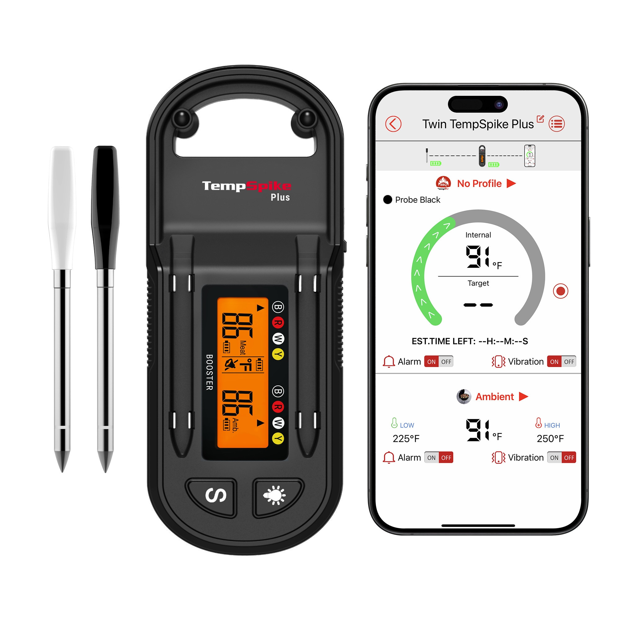 ThermoPro TempSpike Plus 600FT Range Two Probe Digital Remote Bluetooth Compatibility Meat Thermometer one_size in Black | TP972W | Lowe's