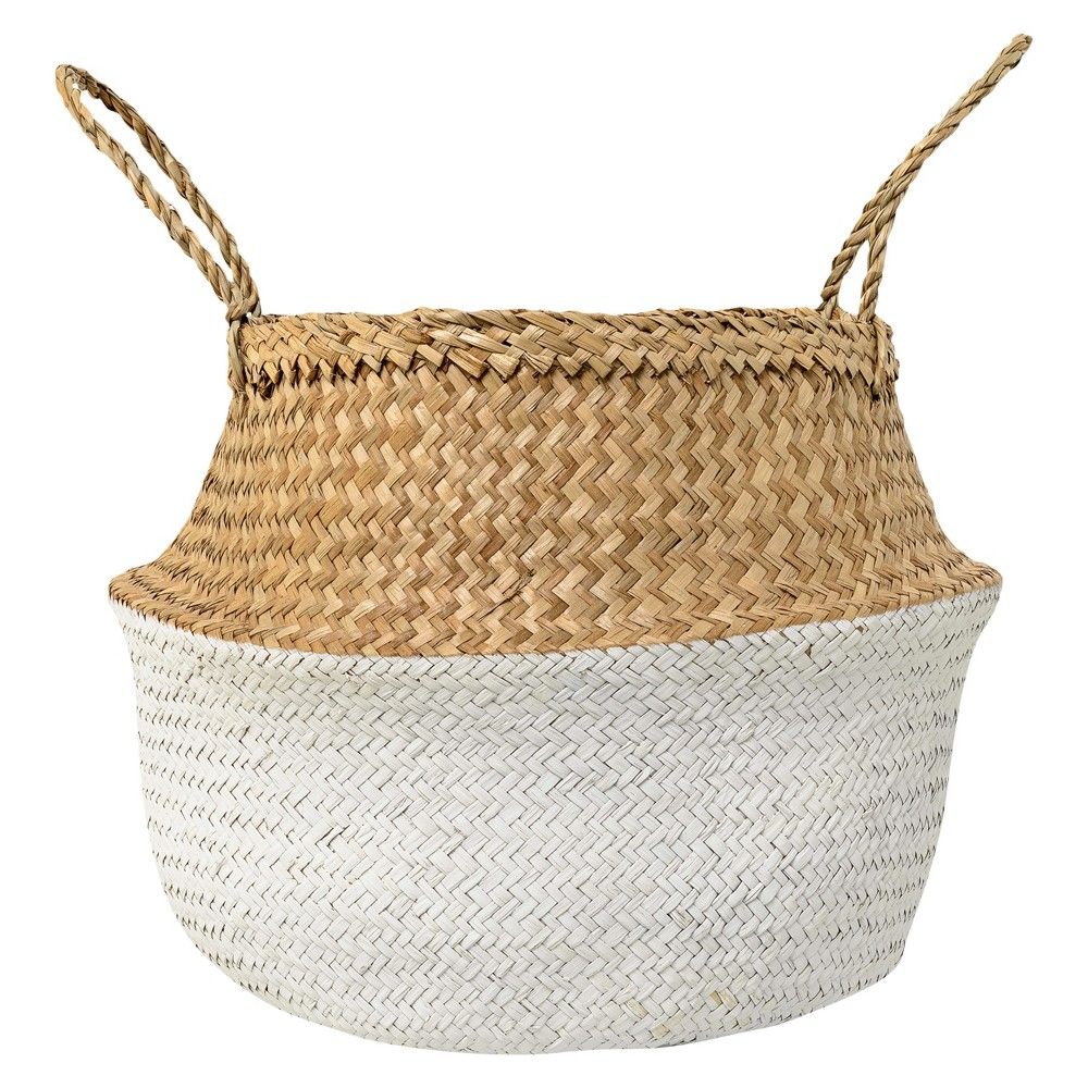 Seagrass Basket With Handles (19"") - Natural & White - 3R Studios | Target