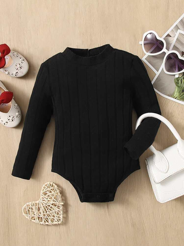 SHEIN Baby Mock Neck Keyhole Back Bodysuit | SHEIN