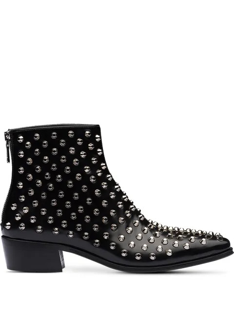 Prada Brushed Leather Ankle Booties - Farfetch | Farfetch Global