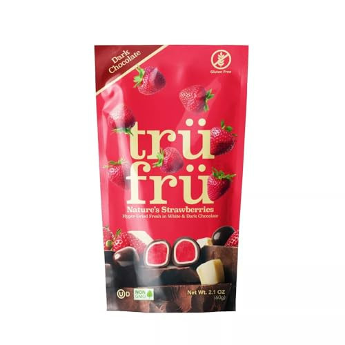 Tru Fru White and Dark Chocolate Dipped Freeze-Dried Fruit, Grab & Go, Strawberry, 1.2 oz Z (12-Pack) | Amazon (US)