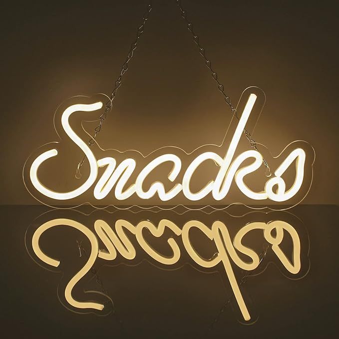 Lucunstar Snacks Neon Sign,Neon Signs For Wall Decor,Snack or Coffe Bar Sign,Warm White Neon Ligh... | Amazon (US)