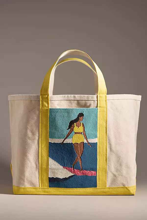 Beaded Large Canvas Tote Bag | Anthropologie (US)