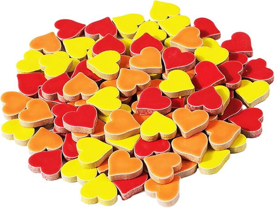 40 Pcs/100g Mixed Colours, Ceramic Mosaics, Heart Shaped, for Home Decoration Or DIY Handicrafts ... | Amazon (US)