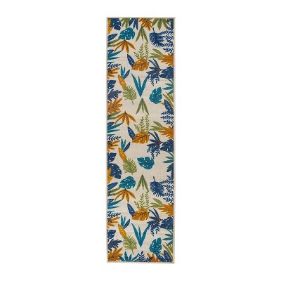 World Rug Gallery Contemporary Floral Leaves Indoor/Outdoor Area Rug - MULTI 2'x7':  Quick Dry,  UV Protection,  Flat Pile | Target