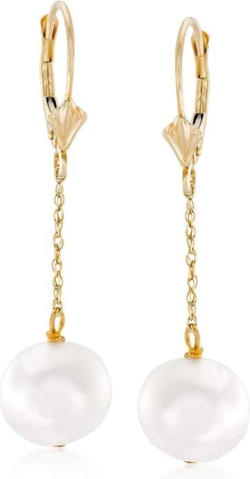 Amazon.com: Ross-Simons 10-10.5mm Cultured Pearl Drop Earrings in 14kt Yellow Gold: Clothing, Sho... | Amazon (US)