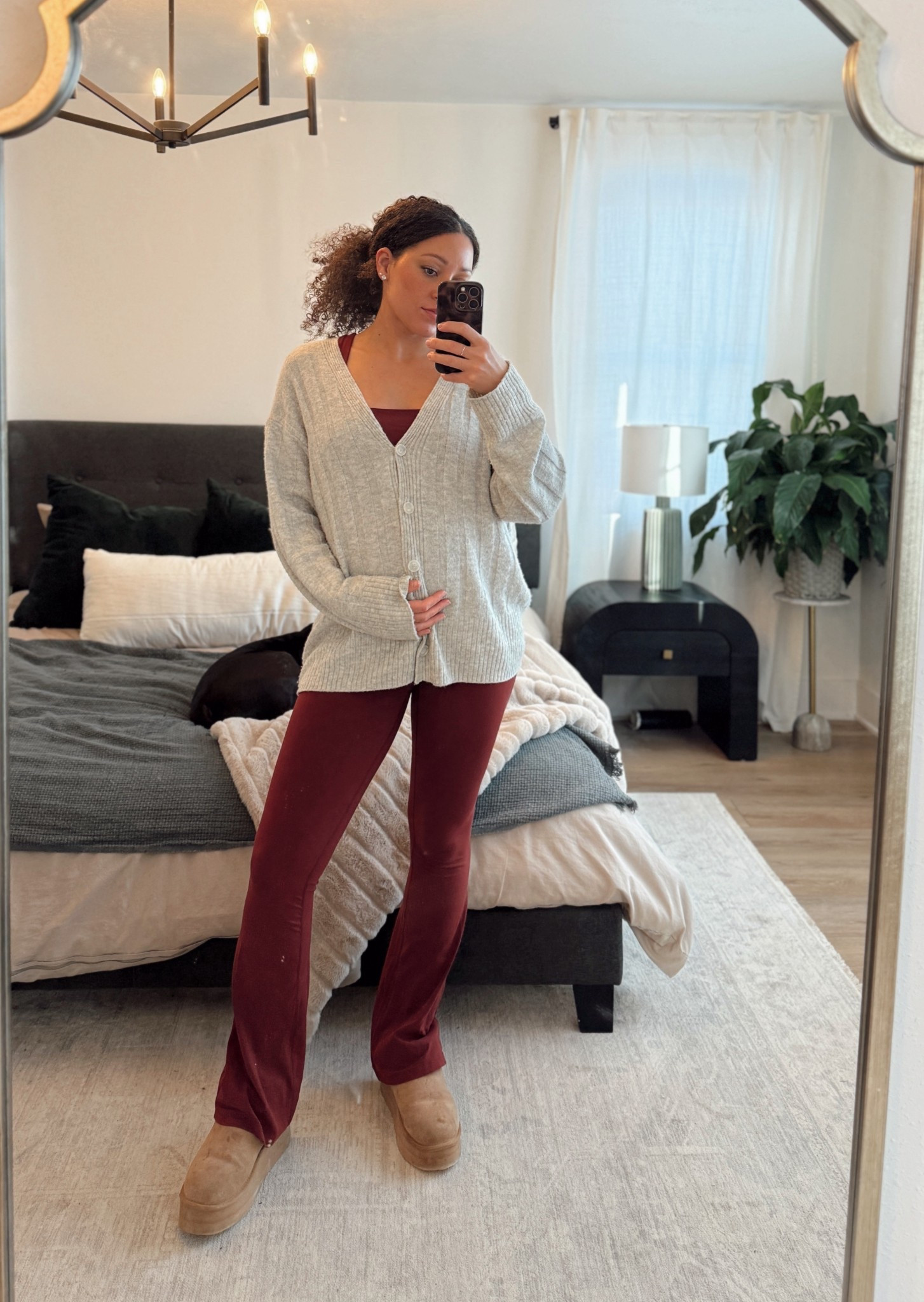 A matching set has been my pregnancy uniform this time around. Paired this red flared legging and workout tank set with a super soft knit cardigan. Wearing a small in everything. Outfit from Target and UGG dupes from Amazon! 

#LTKmomlife #LTKBump #LTKFindsUnder50