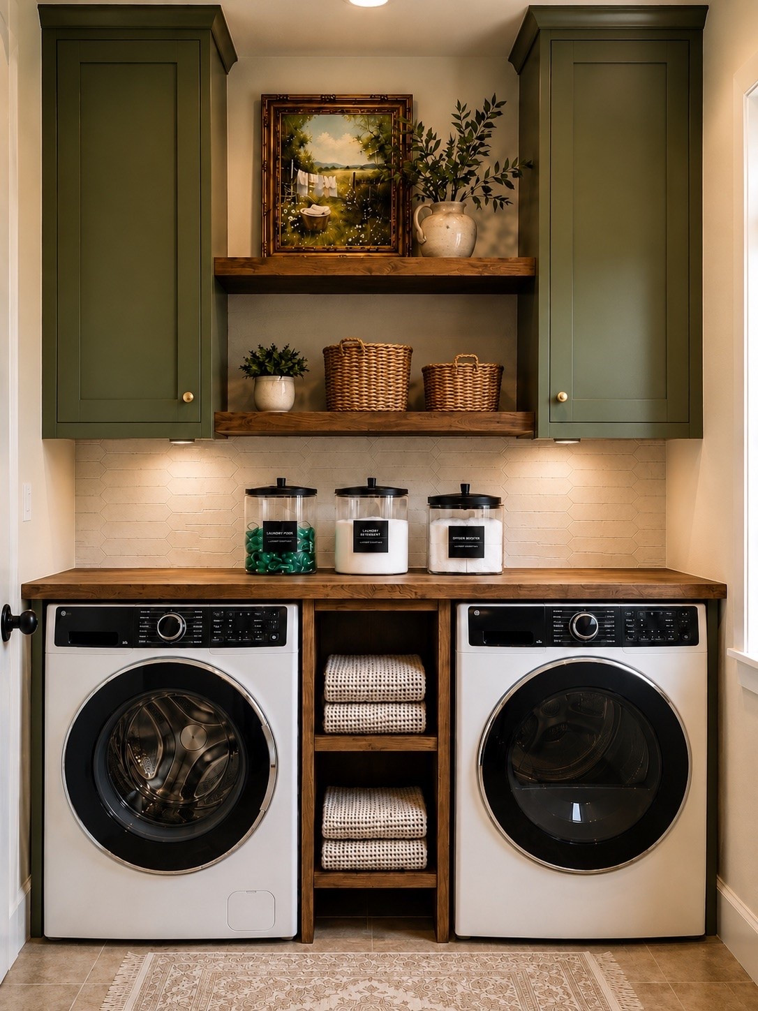 Laundry Room Inspiration

Proof that a laundry room can be both functional and beautiful. The olive green cabinetry, warm wood shelving, woven baskets, and soft neutral accents create the coziest elevated space for everyday routines.

Follow @farmtotablecreations on Instagram for more cozy home finds and trending decor.

Everything linked on my LTK.

#LTKHome #LaundryRoomInspo #ModernFarmhouse #HomeDecorFinds #LaundryRoomDesign #NeutralDecor #CozyHomeStyle #FarmhouseDecor #InteriorInspo #WayfairFinds #HomeOrganization #LaundryRoomGoals #DecorInspo #CabinetInspo #LTKStyle

#LTKSaleAlert #LTKHome