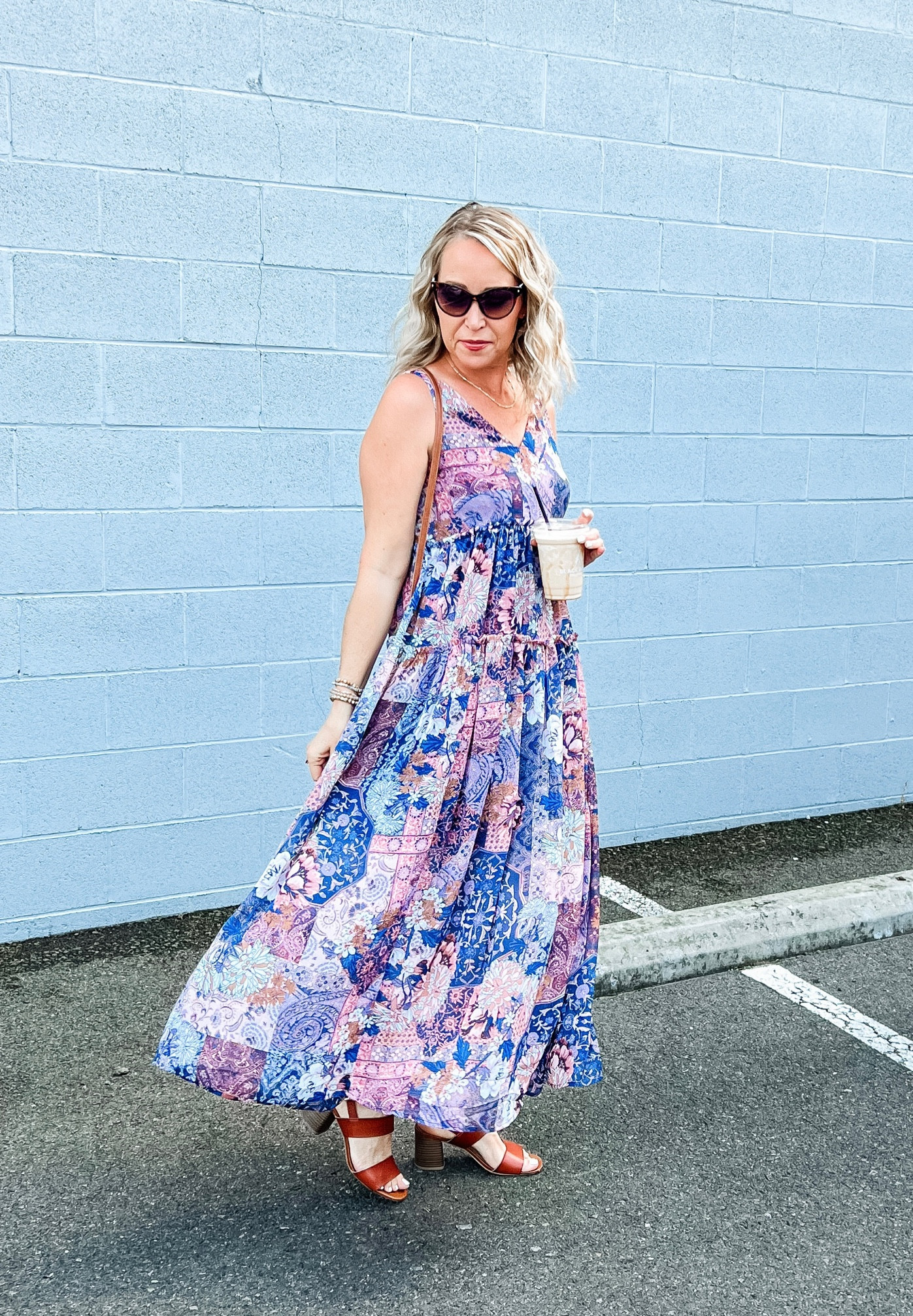 In love with this flowy patchwork tiered maxi dress! 
Lined to just above the knee
Would be a perfect fall wedding guest dress 
Wearing a small
Maurice’s
Cognac block heels 

#LTKunder50 #LTKwedding #LTKSeasonal