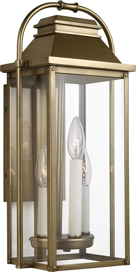 Feiss OL13200PDB Wellsworth Outdoor Wall Lantern, 3-Light 180 Watts, Painted Distressed Brass | Amazon (US)