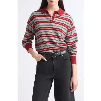 GUEST IN RESIDENCE Collegiate Striped Cashmere Polo Sweater in Highland Combo at Nordstrom, Size Small | Nordstrom
