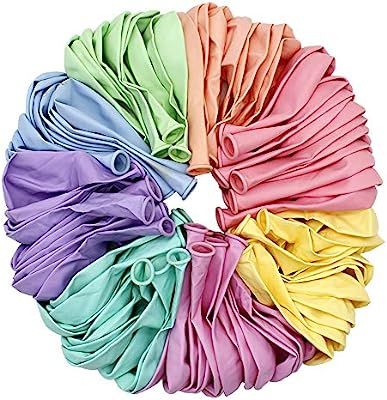 Assorted Colored Pastel Latex Balloons for Parties 10 inch 100 pcs + Balloon Ties for Sealing 100... | Amazon (US)