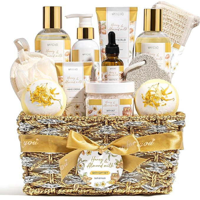 Mothers Day Birthday Gifts for Women, Honey & Almond Milk Relaxing Spa Gift Baskets for Women Sel... | Amazon (US)
