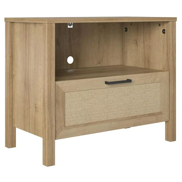 Queer Eye Wimberly 1 Drawer Nightstand, Natural with Faux Rattan - Walmart.com | Walmart (US)