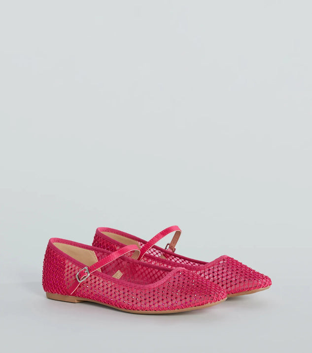 Gleaming Rhinestone Sheer Mesh Ballet Flats | Windsor Stores