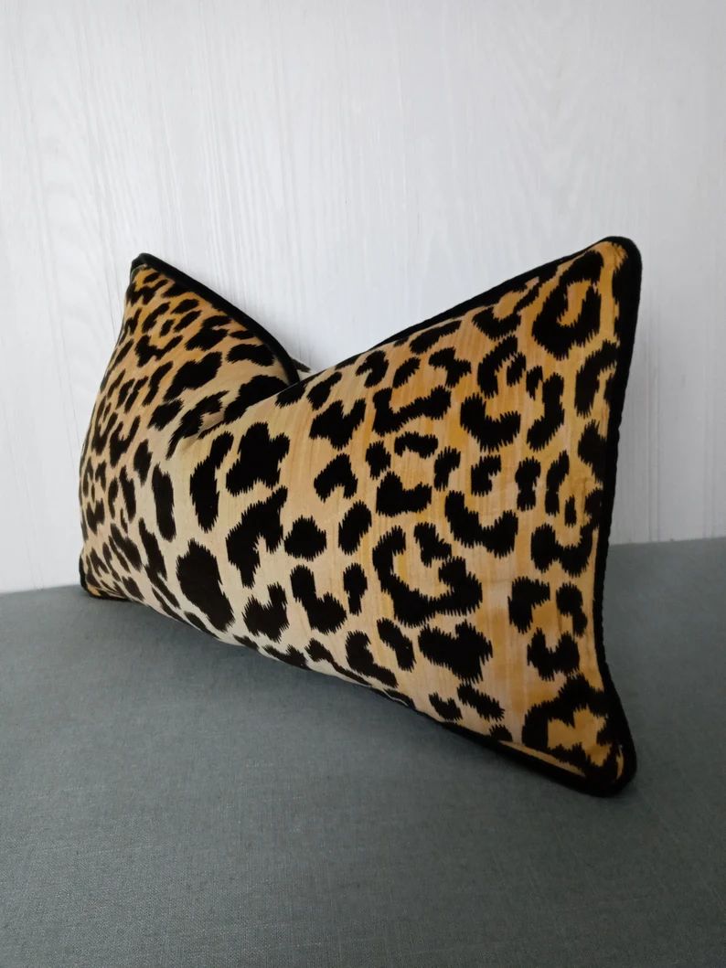 Leopard Cheetah Velvet Lumbar Pillow Cover Braemore Jamil FREE PIPING 13x20 14x22 16x26 Lumbar - ... | Etsy (US)