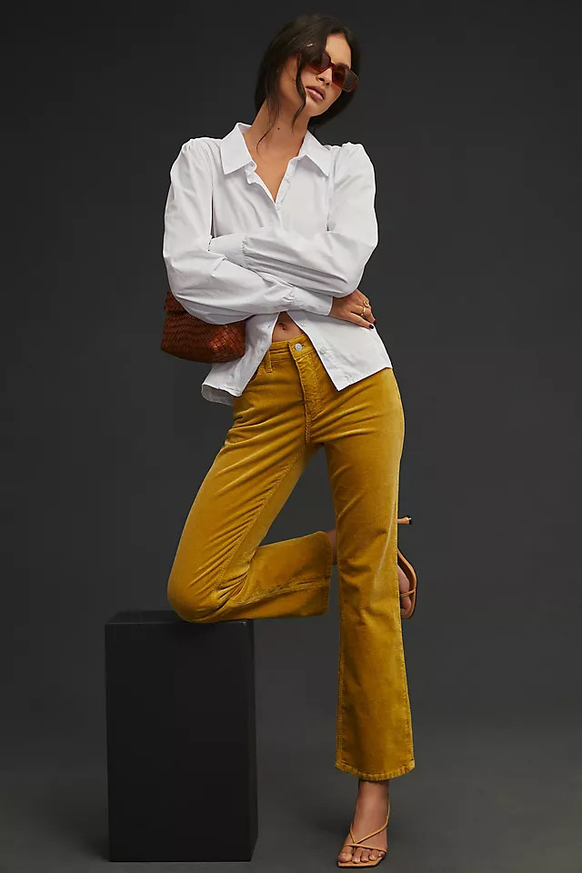 Pilcro Yaya Mid-Rise Crop Flare Corduroy Jeans | Anthropologie (US)