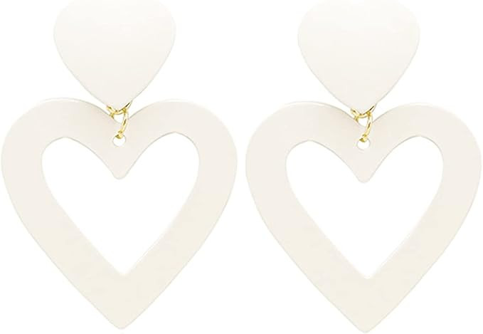 Trend Double Heart Dangle Earrings for Women.Pink Heart Drop Earrings Red Big Love Heart Earring ... | Amazon (US)