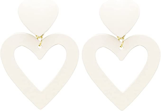 Trend Double Heart Dangle Earrings for Women.Pink Heart Drop Earrings Red Big Love Heart Earring ... | Amazon (US)