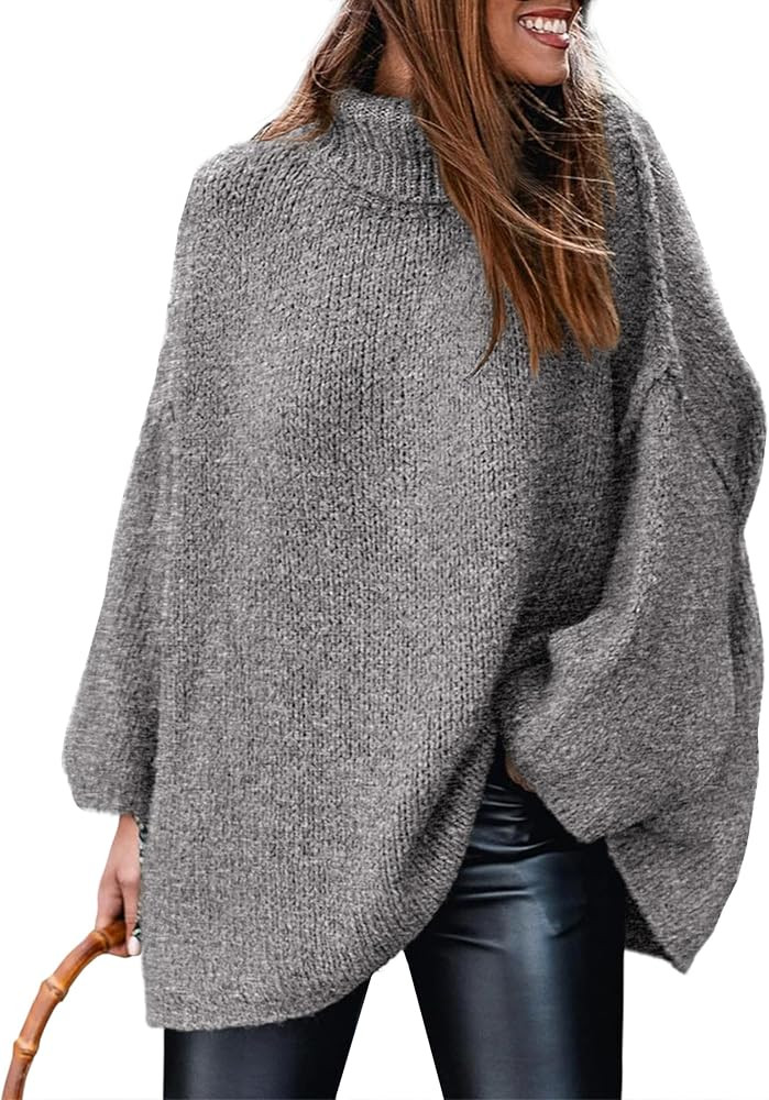 PRETTYGARDEN Women's Winter Turtleneck Oversized Sweaters Long Sleeve Chunky Knit Slouchy Pullove... | Amazon (US)