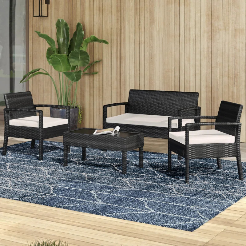 Franchessca 4 Piece Rattan Sofa Seating Group with Cushions | Wayfair North America