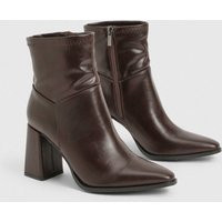 Womens Sock Flared Heel Ankle Boots - Brown - 8, Brown | Boohoo.com (UK & IE)