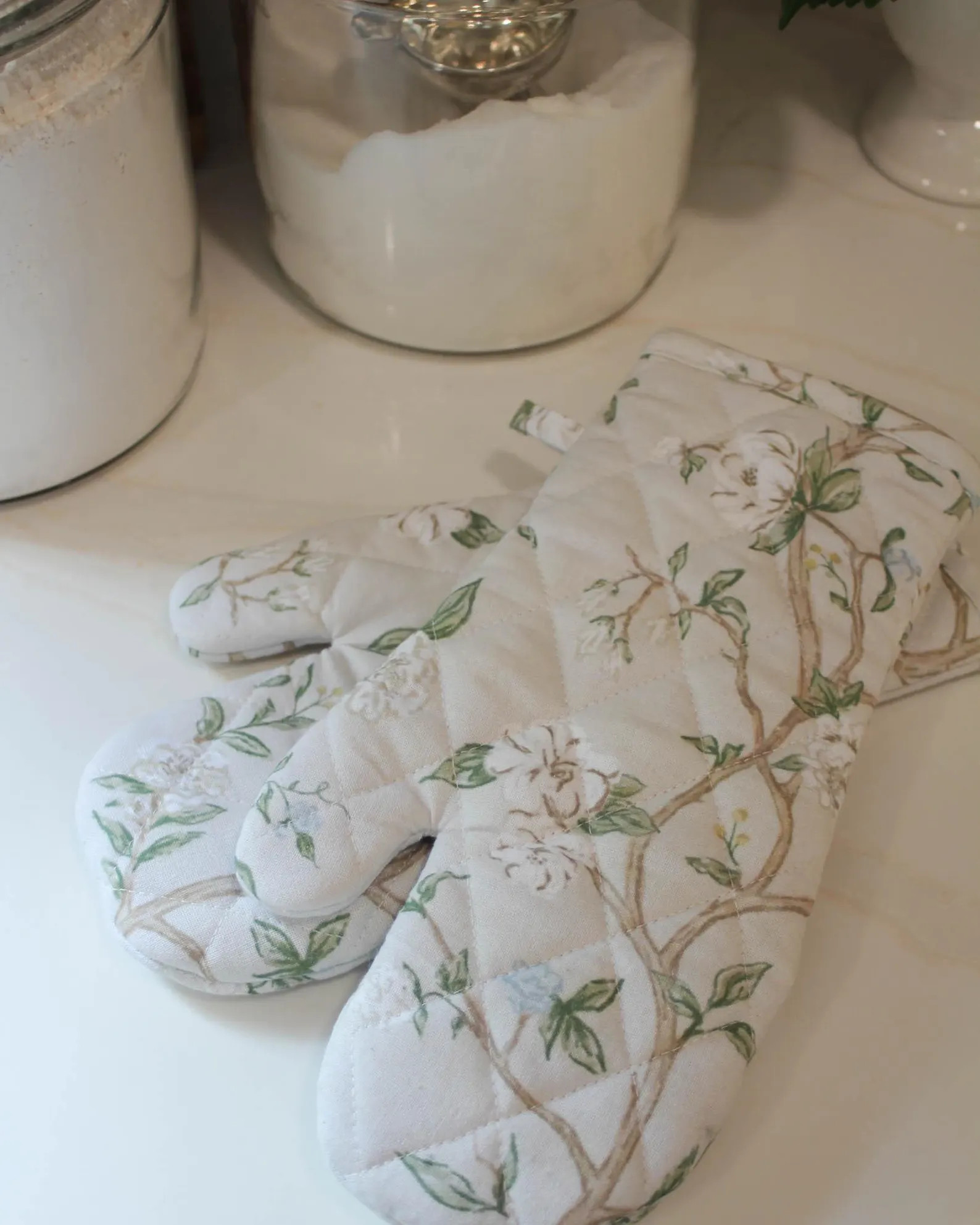 Quilted Oven Mitts, Floral Long Kitchen Gloves Set of 2 | Etsy (US)