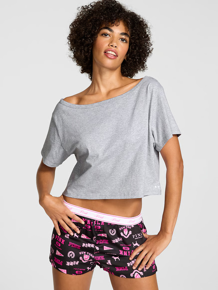 Buy Slouchy Cropped Sleepshirt, Grey - Order Pajama Tops online - Victoria's Secret US | Victoria's Secret (US / CA )