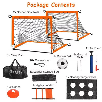 Kids Soccer Goals Set For Backyard Portable Soccer Training Equipment with Ball Pump Cones Agility Ladder Target Carry Bag For Toddler Age 3+ | Target
