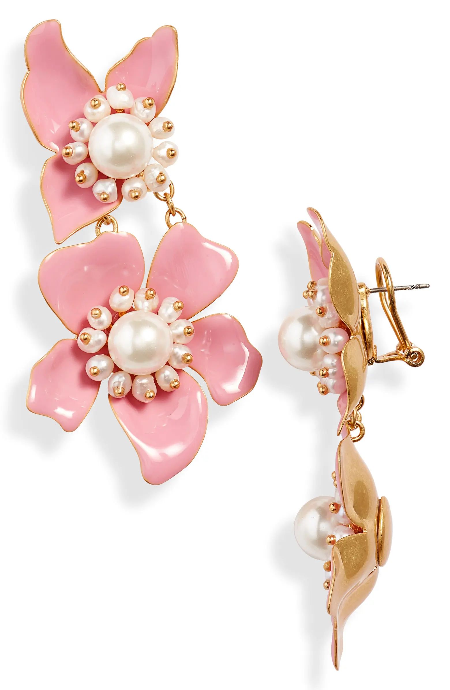 kate spade new york floral imitation pearl statement drop earrings | Nordstrom | Nordstrom