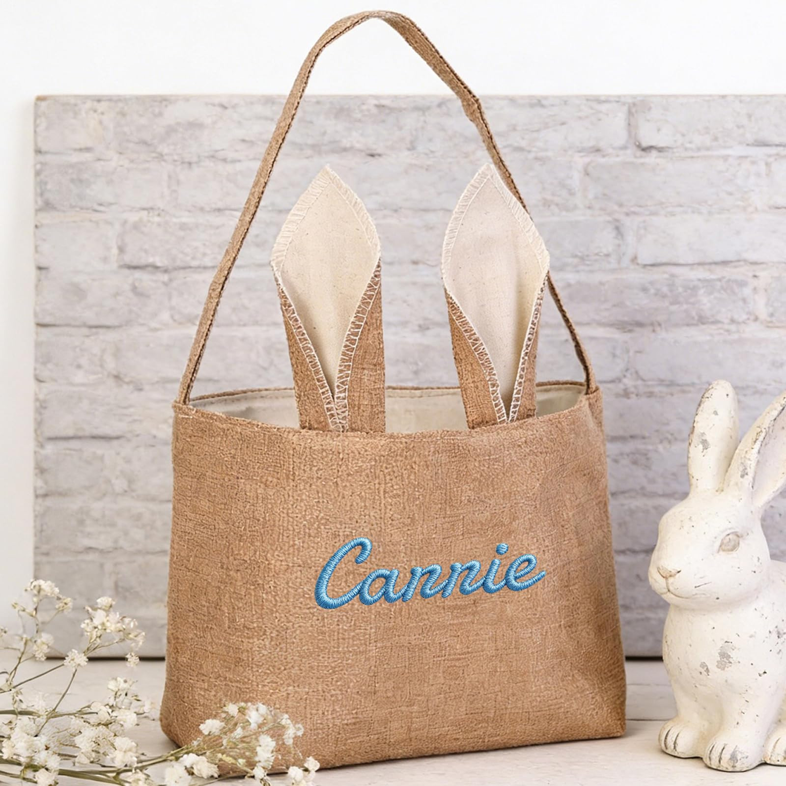 UOZGUY Custom Easter Basket with Embroidered Name, Personalized Easter Bunny Basket Egg Hunt Burl... | Amazon (US)