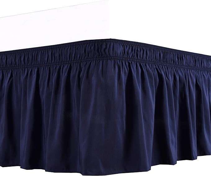 Biscaynebay Wrap Around Bed Skirts Elastic Dust Ruffles, Easy Fit Wrinkle and Fade Resistant Silk... | Amazon (US)