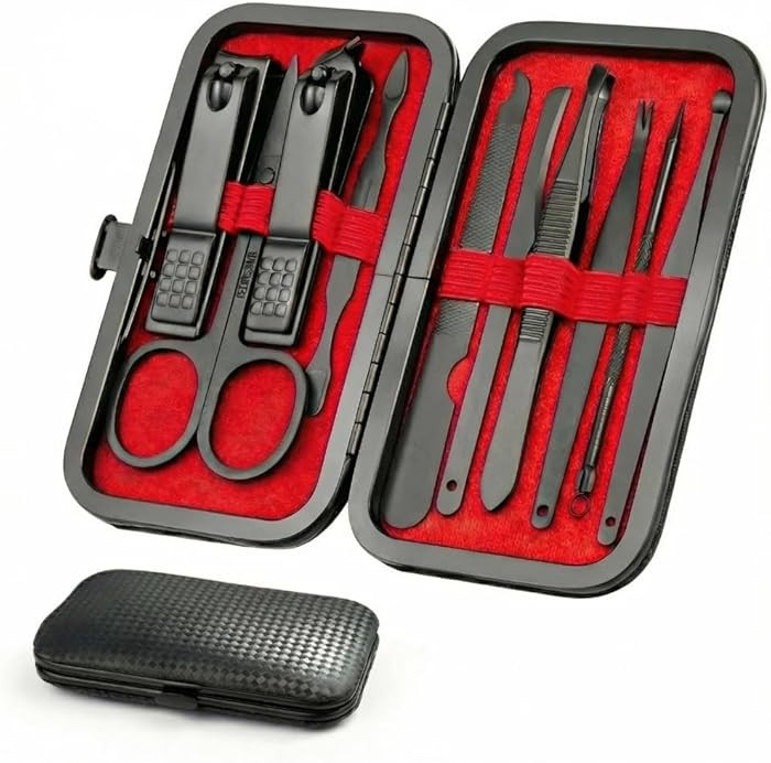 OKOM Professional Nail Clippers Set - 10 PCS Stainless Steel Nail Kit with Travel Case, Tweezers ... | Amazon (US)