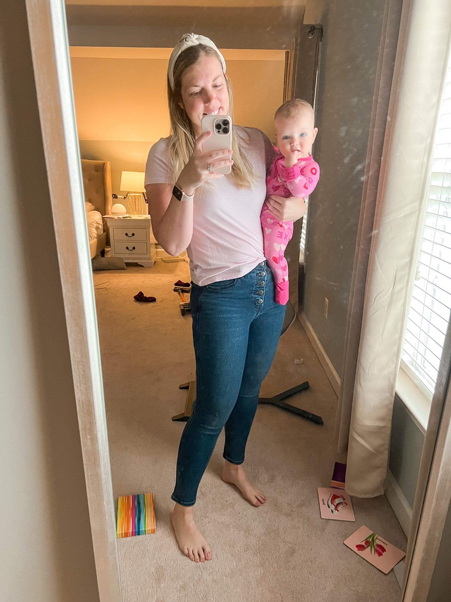 go to spring mom uniform: jeans and a tee shirt. Add a headband to make it *fancy* 
tee: size medium, perfect length not cropped! 
jeans: size 8

#LTKmidsize #LTKstyletip #LTKSeasonal