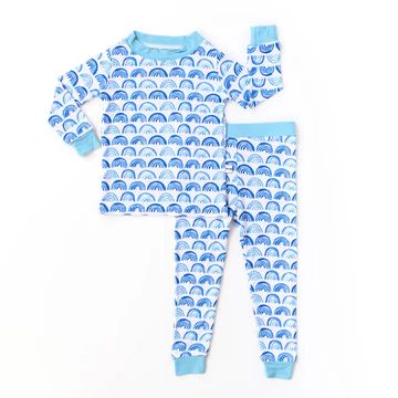 Blue Rainbows Two-Piece Bamboo Viscose Pajama Set | Little Sleepies