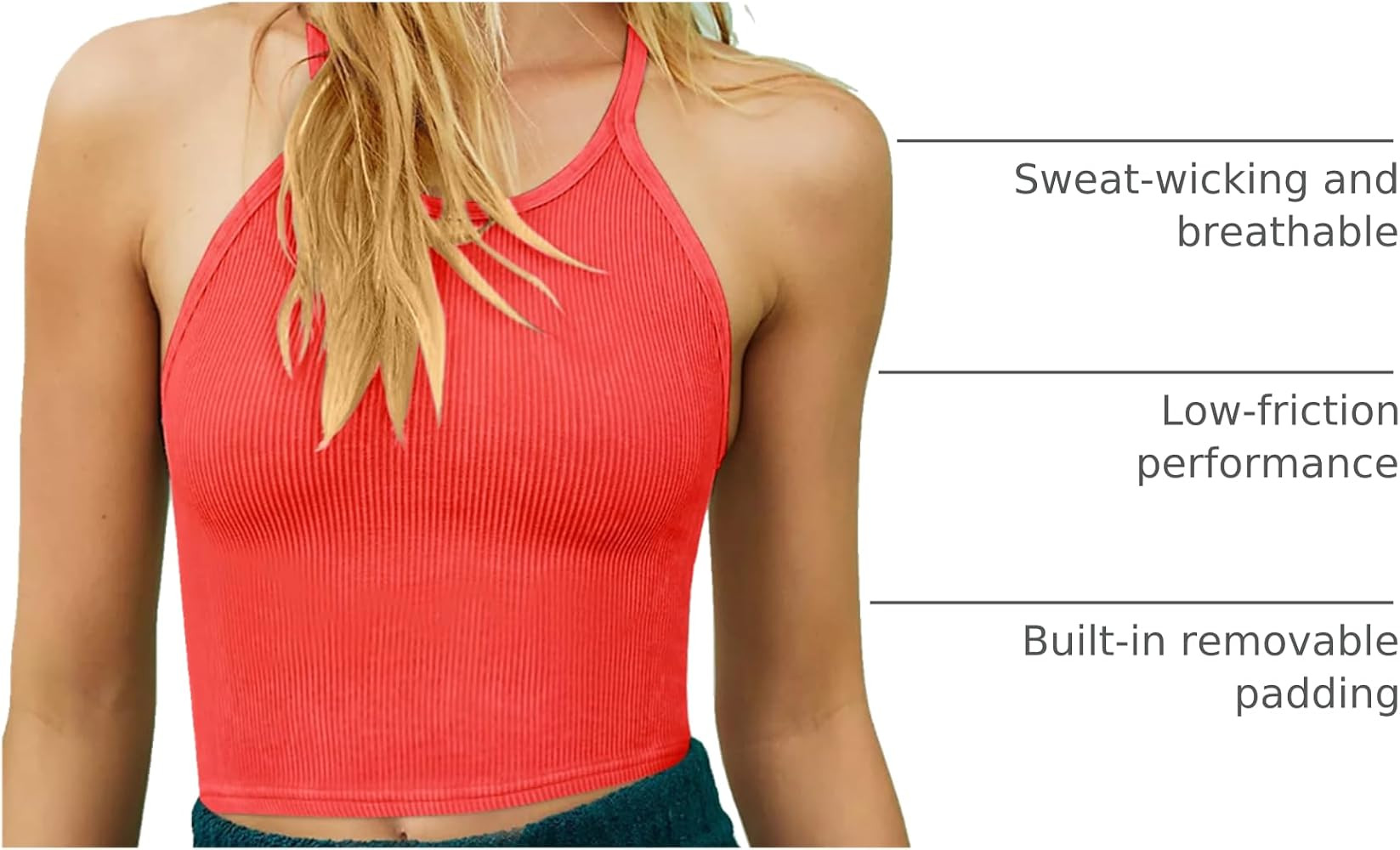 LASLULU Womens Sports Bra Seamless Long Crop Tank Racer Back Spaghetti Strap Workout Yoga Bra Pad... | Amazon (US)