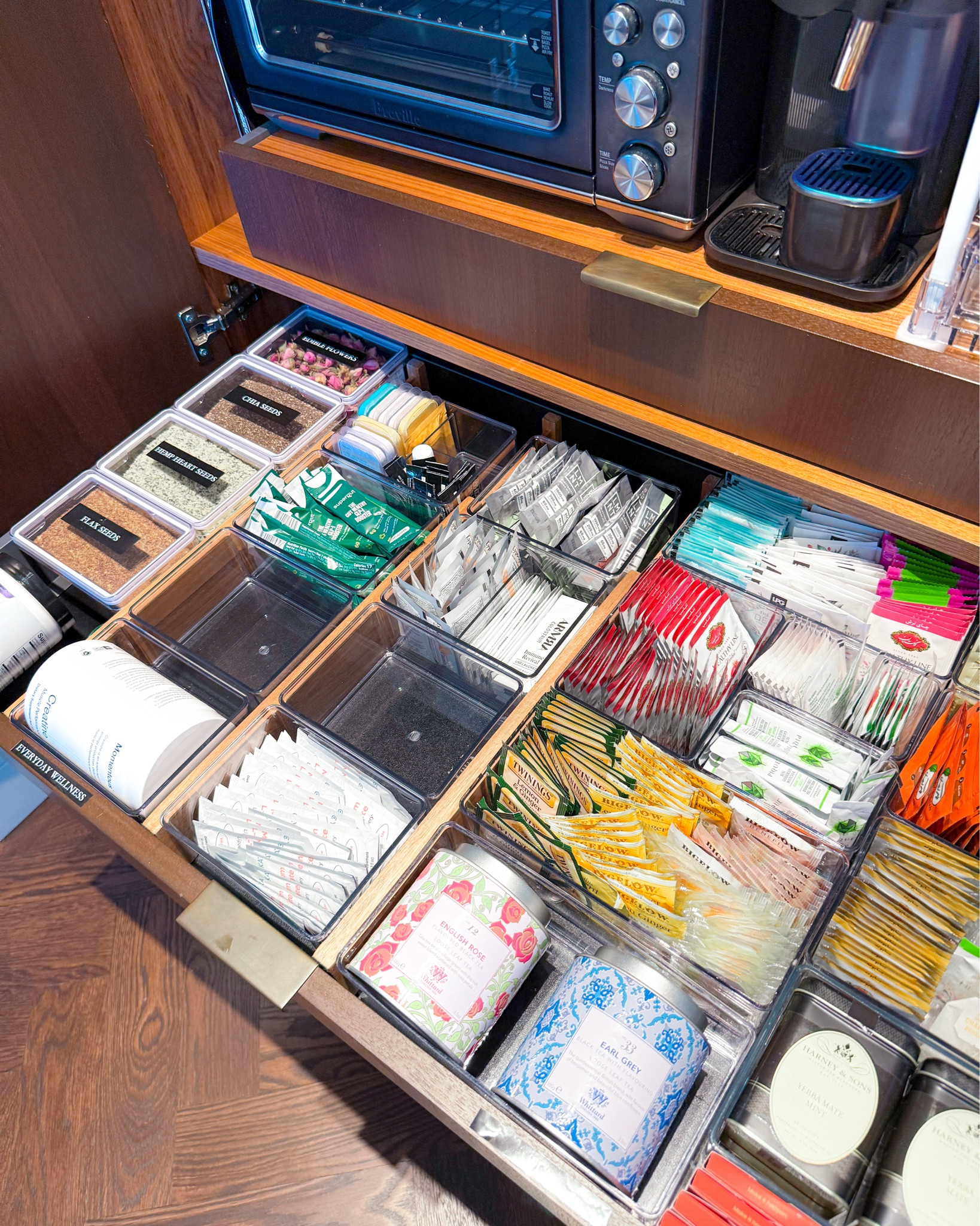 WELLNESS DRAWER ORGANIZATION ✨ Every supplement is organized by category and contained. Every tea bag is decanted and contained by TYPE. Smoothie accoutrements are decanted and airtight  

#LTKBeauty #LTKHome #LTKActive