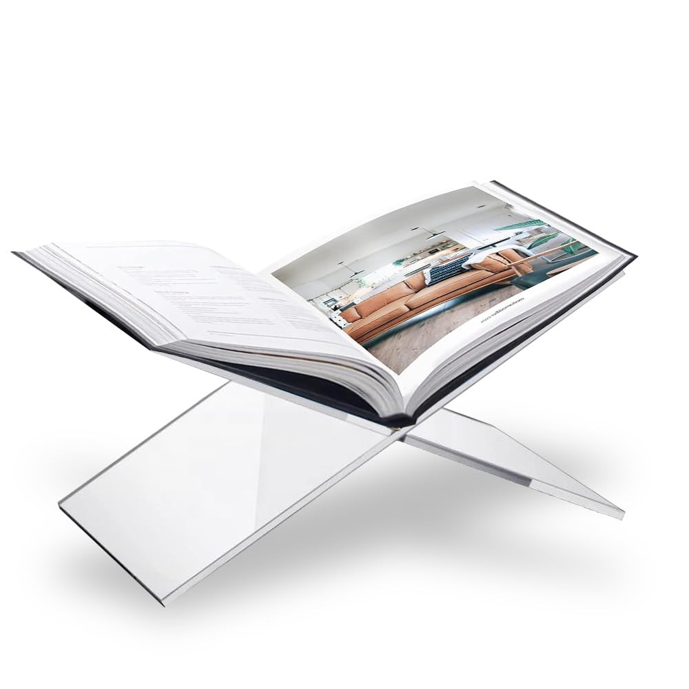 "SK Acrylic Book Stand Large, 6 x 12 x 6"", Quran Holder Stand, Book Holder for Coffee Table Book... | Amazon (US)