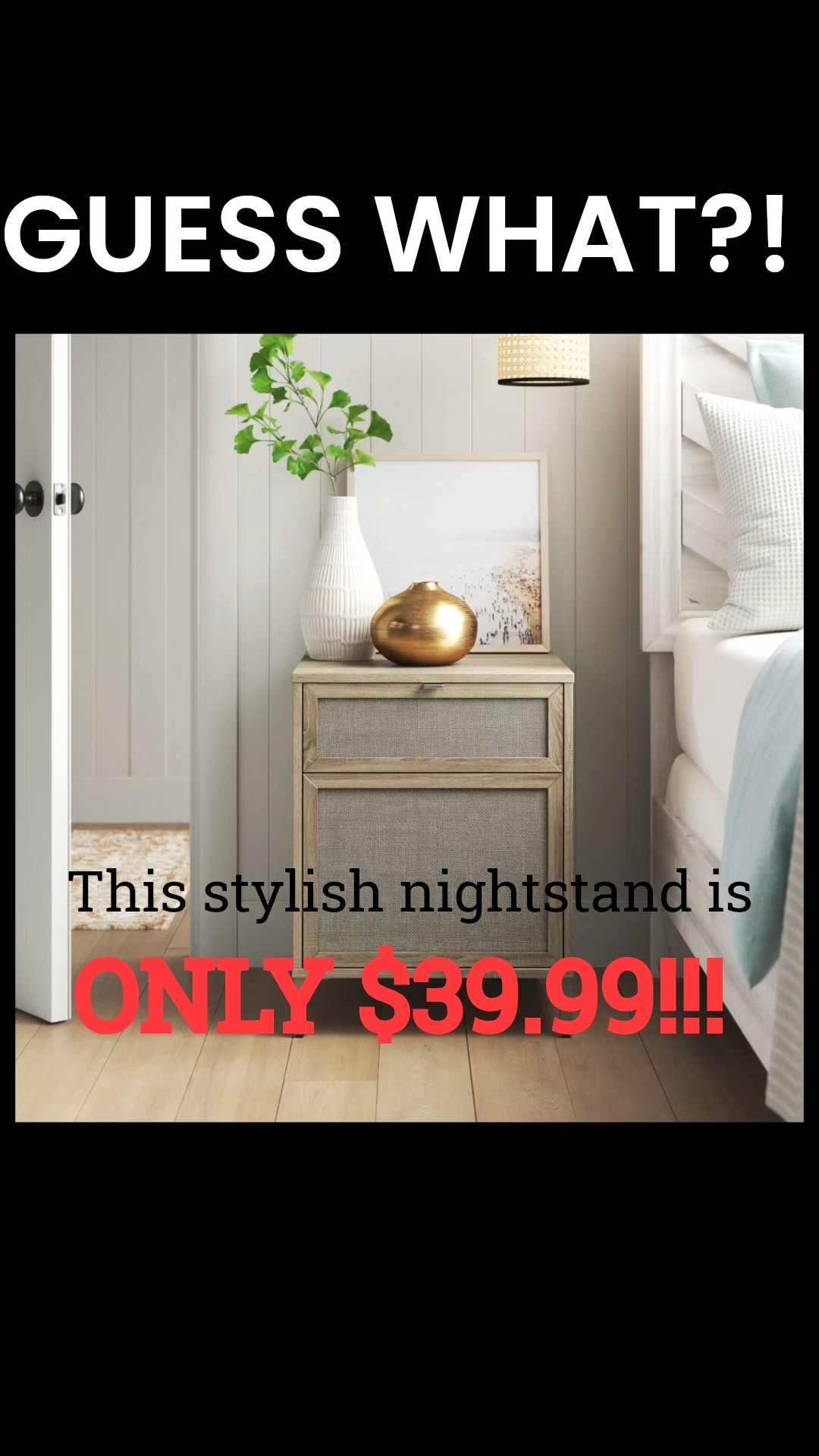 This nightstand is 78% off, bringing the price down to only $39.99! 
I love the style and that it has UBS on the back! Other colors to choose from!

This nightstand shows off a clean-lined silhouette that rests on four straight corner legs. It also includes two built-in USB ports to keep your phone, tablet, and other devices charging overnight. Made from engineered wood, it has a distressed finish that merges coastal style and farmhouse flair. A drawer and a cabinet door feature linen paneling for a bit of texture as you tuck away random bedroom necessities. This bedside table has a small footprint at 19.5" across, but it's still large enough for you to rest an accent lamp and your bedtime reading on top.
Features
Nightstand door is customizable and can be mounted to open from the left or right
Magnetic push-open latch makes opening easy and closing secure Solid cabinet door conceals items for out-of-sight storage

#dealoftheday #homesale #bedroomfurniture #nighststand #homedecor #homebunch


#LTKmomlife #LTKHome #LTKSaleAlert