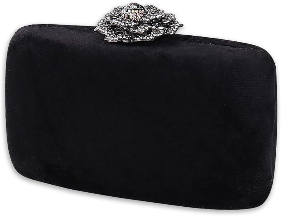 CORIOS Velvet Clutch Bag for Women Diamond Flower Lock Evening Bag Sparkly Rhinestone Handbag Bri... | Amazon (US)