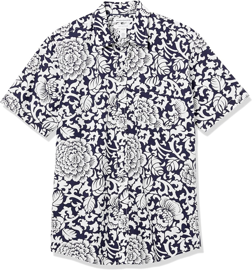 Amazon Essentials Men's Regular-Fit Short-Sleeve Poplin Shirt | Amazon (US)