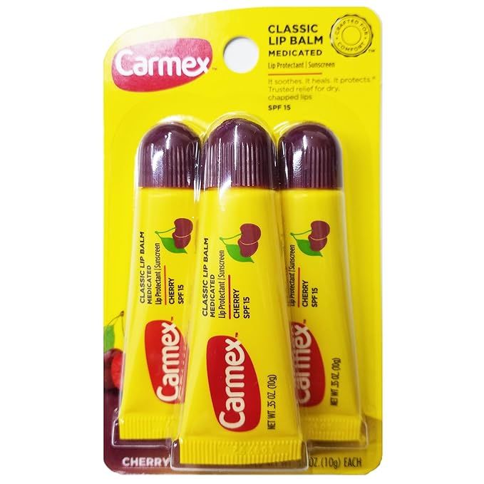 Carmex Classic Lip Balm Cherry 0.35oz, Medicated 3 Count Pack (3 Pack) | Amazon (US)