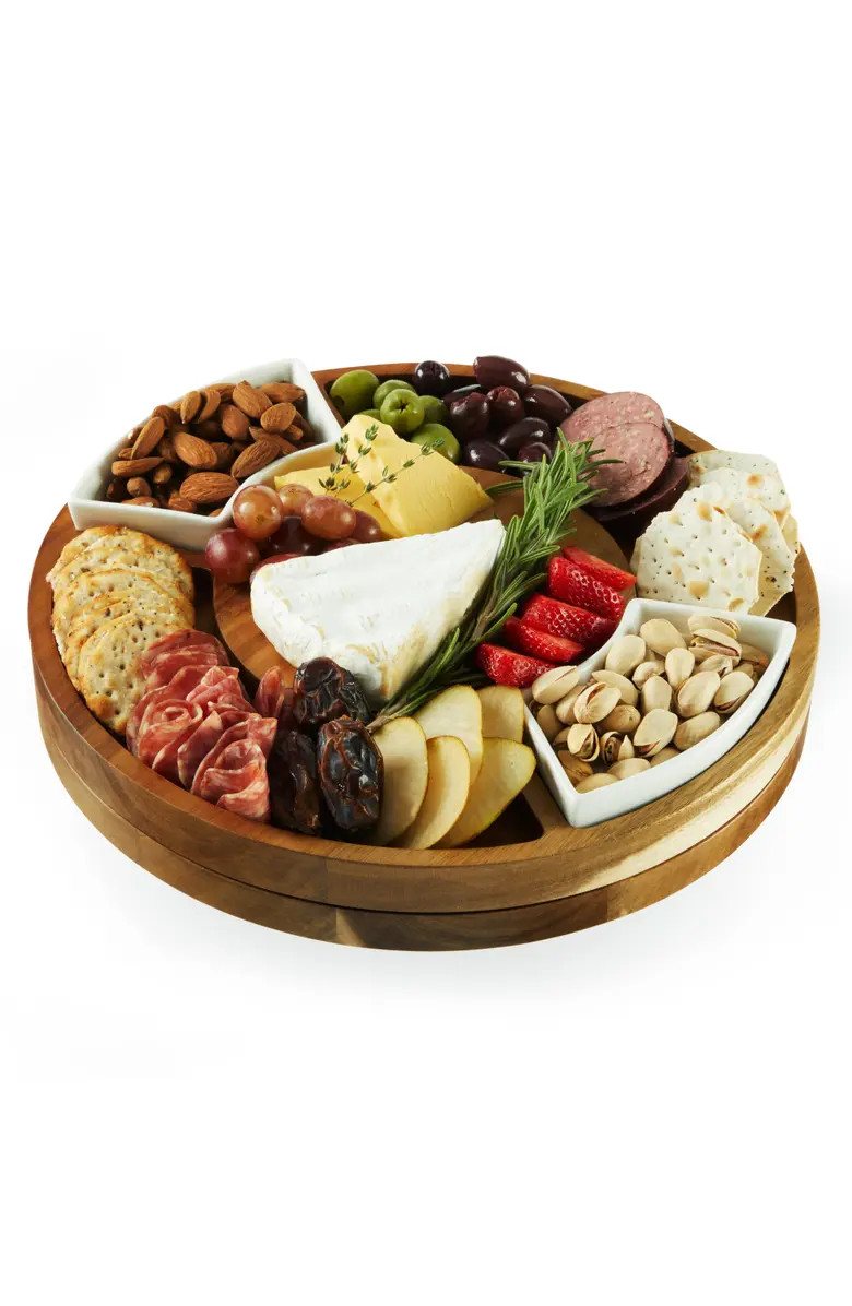 TWINE Acacia Wood Rotating Charcuterie Board with Ceramic Dishes | Nordstrom | Nordstrom