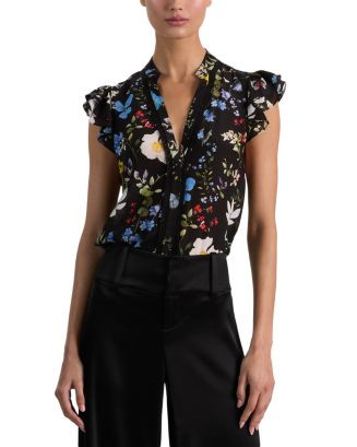 Arlette Flutter Sleeve Silk Top | Bloomingdale's (AU)