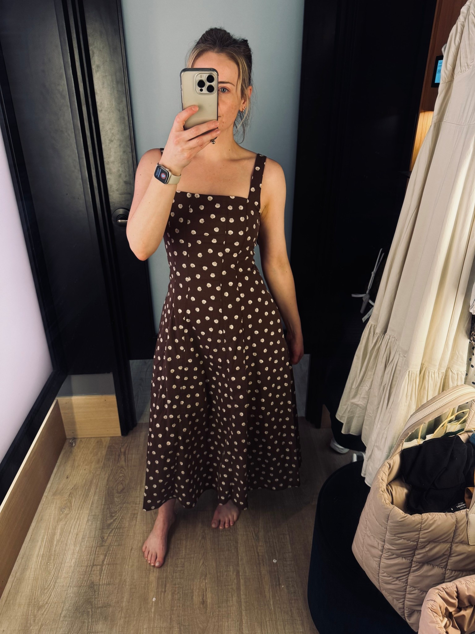 Don’t hate me that this brown isn’t available online but THIS DRESS FIT SO PERFECTLY.  They have many different color and pattern options though. I’d love to get the one with chilis on it. Truly looks so much better in person than it did online. I immediately purchased this one today. Use code LOTUS15 for an extra 15 % off at checkout. 

#LTKSaleAlert #LTKStyleTip