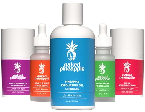 Naked Pineapple - VIP Bundle - Gel Cleanser, Super Serum Facial Repair, Nourishing Cream, and Bronzing Elixir - Your Glow-Up Essentials | Amazon (US)