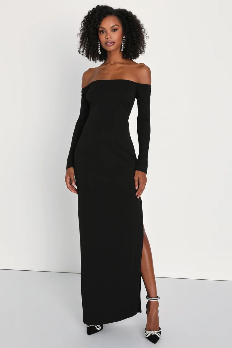 Stunning Excellence Black Off-the-Shoulder Maxi Dress | Lulus