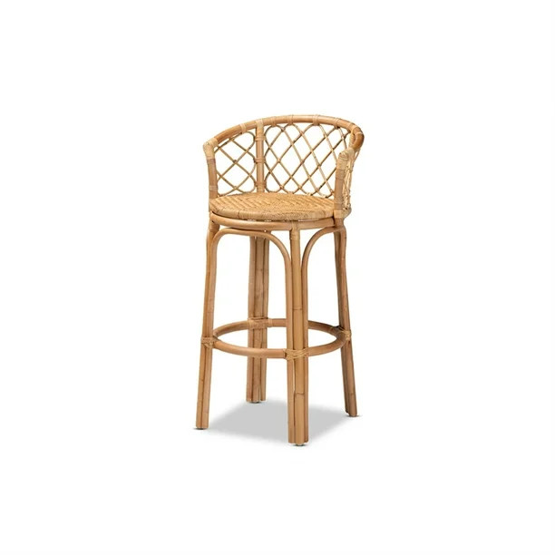 Baxton Studio Orchard Modern Bohemian Natural Brown Rattan Bar Stool - Walmart.com | Walmart (US)